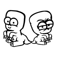 2 Dino Big Head Crazy Weird Dinosaur Team