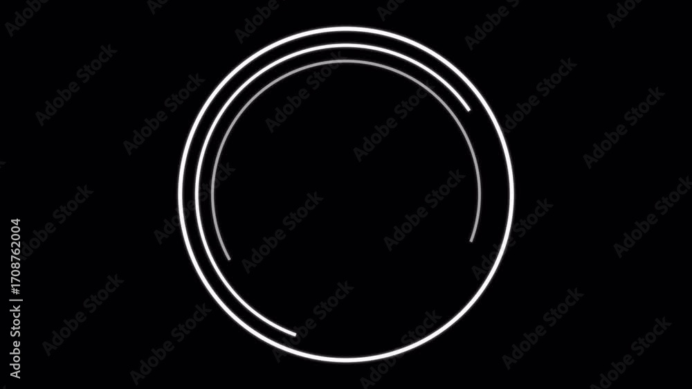 Poster abstract animation of a white circle on a black background, simple design.