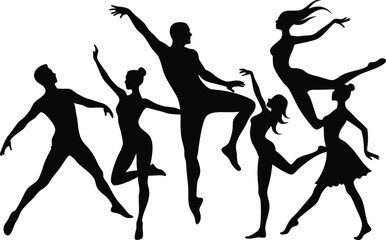 Dynamic dance silhouettes vector illustration set scalable eps art for movement and performance themes