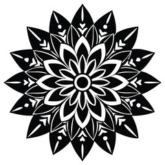folk art flower motif vector icon