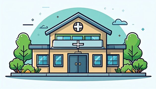 Cartoon hospital building
