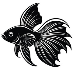 betta fish with long fins vector icon