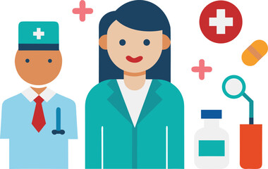 Doctor and nurse healthcare professionals medical icons vector bundle scalable eps illustration