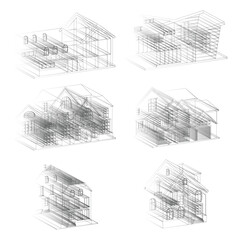 Abstract architecture line drawing, buildings wireframe illustration. Explore the captivating world of abstract geometric patterns that inspire innovative design and artistic expression