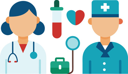 Doctor nurse medical elements bundle vector illustration scalable eps icon set