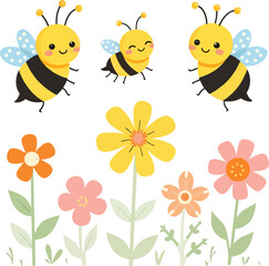 Obraz premium Whimsical folk art style floral border with hearts and vibrant colors