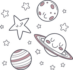 A cute and funny seamless vector pattern with sea animals, stars, and fish, perfect for a baby's wallpaper or decoration