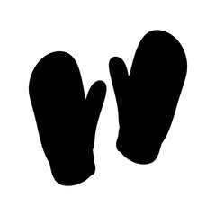 Black winter mittens vector graphic for cold weather apparel and fashion accessories design idea