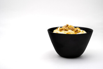 bowl of yogurt, walnuts and honey