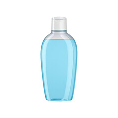 Blue liquid hand sanitizer bottle with white flip top isolated on transparent background