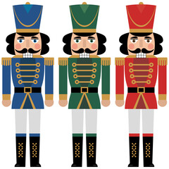 Set of a three colorful nutcrackers toy soldiers