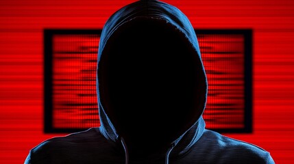 A silhouetted figure stands in front of a giant glowing digital billboard at night