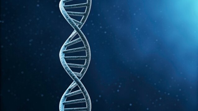 Digital illustration of a dna in blue background. 3D rendering