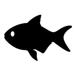 Simple Black Fish Silhouette Isolated on White Background, a Graphic Icon