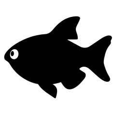 Obraz premium A black silhouette illustration of a stylized tropical fish with big eye