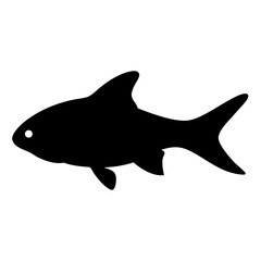 Simple black silhouette illustration of an aquarium fish with all its fins