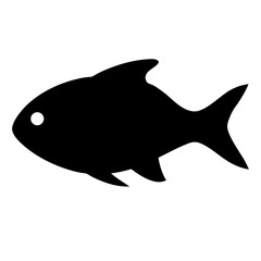 Obraz premium A simple black fish silhouette swimming to the right with white eye