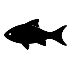 Obraz premium Simple black fish silhouette with a round eye swimming towards the left