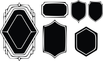 Golden vintage circular shield and laurel wreath banners, vector illustration