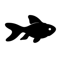 Simple Black Silhouette of a Goldfish Swimming in Clear Water Design
