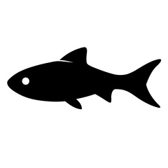Simple Silhouette of a Tropical Fish with a Dorsal Fin and Eye
