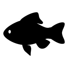 Fototapeta premium Black silhouette of a fish swimming gracefully in a minimalist design