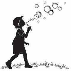 Child blowing bubbles from straw