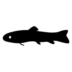 Obraz premium Silhouette of a sleek, stylized fish with prominent fins and a defined tail