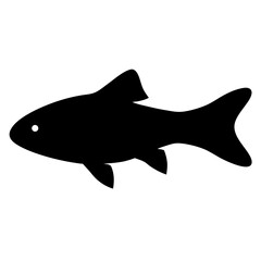 Obraz premium A simple black silhouette of a fish swimming to the left side