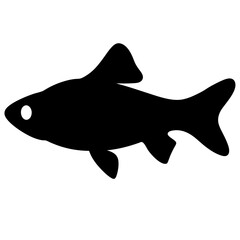 Simple black silhouette vector of a freshwater fish with dorsal fin