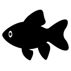 Fototapeta premium Simple black fish vector graphic illustration, cute and cartoonish for children