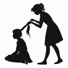 Girl braiding another girl&rsquo;s hair
