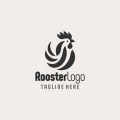 Obraz premium Clean Black White Rooster Graphic