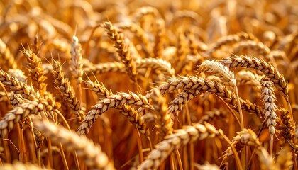 Golden wheat field under warm sunlight