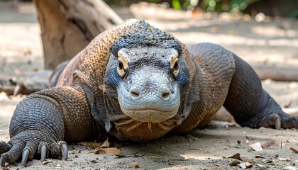 Obraz premium Close-up of a Komodo Dragon on the Ground