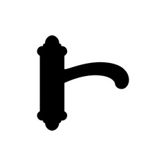 Old door handle silhouette vector flat design.