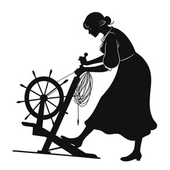 Woman spinning yarn