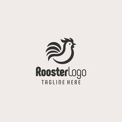Unique Monochrome Rooster Logo Design