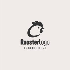 Fototapeta premium Chic Black White Rooster Sketch