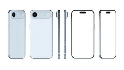 Sky Blue Smartphone 17 Air Modern Device Template on a white background