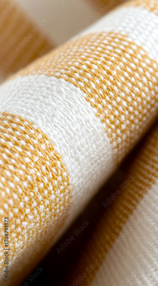 Poster striped fabric close-up: a detailed view showcases the texture and pattern of a woven material with 