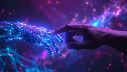 人間の手とデジタルハンド