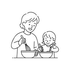 A mother child are joyfully baking together, , a heartwarming scene of family bonding