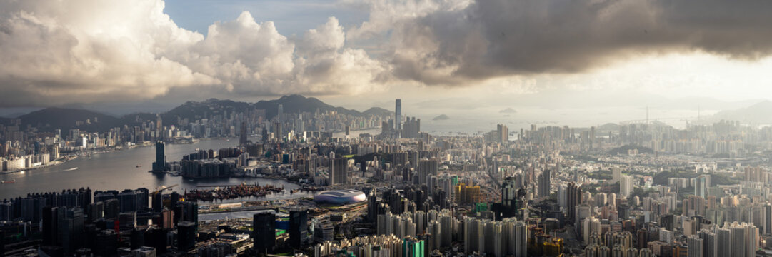 Kowloon peak Hong Kong slyline view
