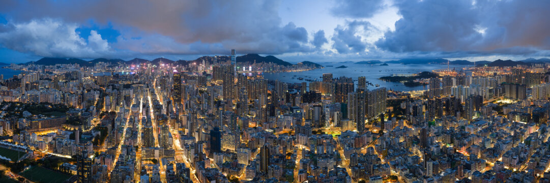 Sham Shui Po and Mong Kok Kowloon Hong Kong at dusk