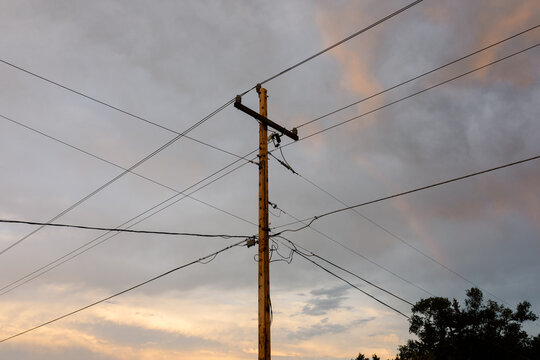 A power line pole on the streets of Boulder, Colorado