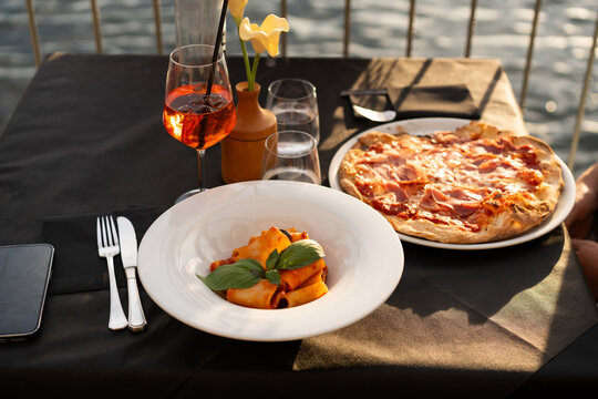 Italian Dinner by the Lake with Pizza and Pasta
