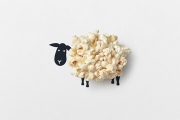 Popcorn sheep illustration on white background