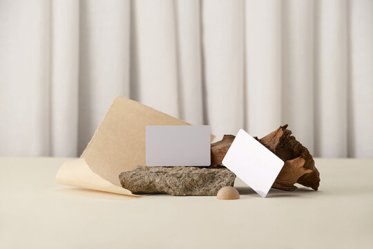 Minimalistic product mockup with blank business cards