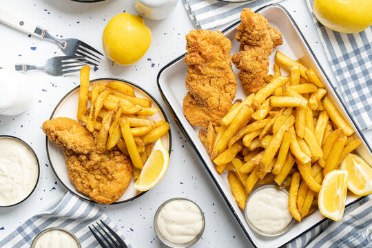 Fried Chicken With French Fries